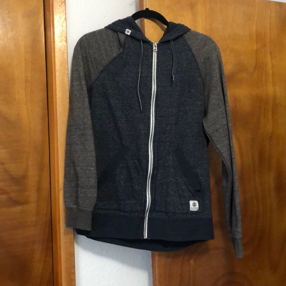 Blue and grey hoodie
